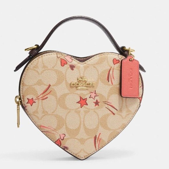 Coach Shooting Stars Signature Heart Crossbody CK523 Light Khaki Pink - Picture 1 of 6